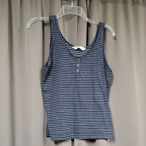 Md Sonoma Striped Navy Tank Top